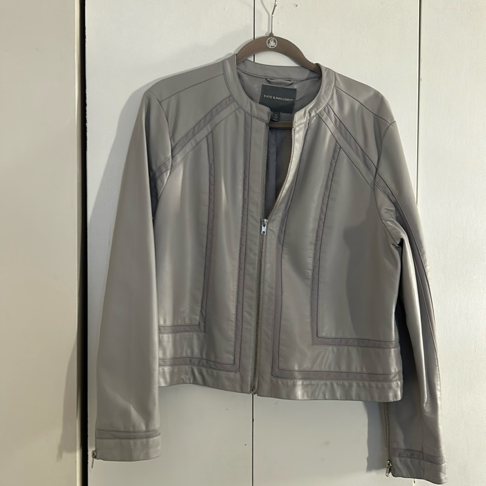 Faux gray leather jacket
